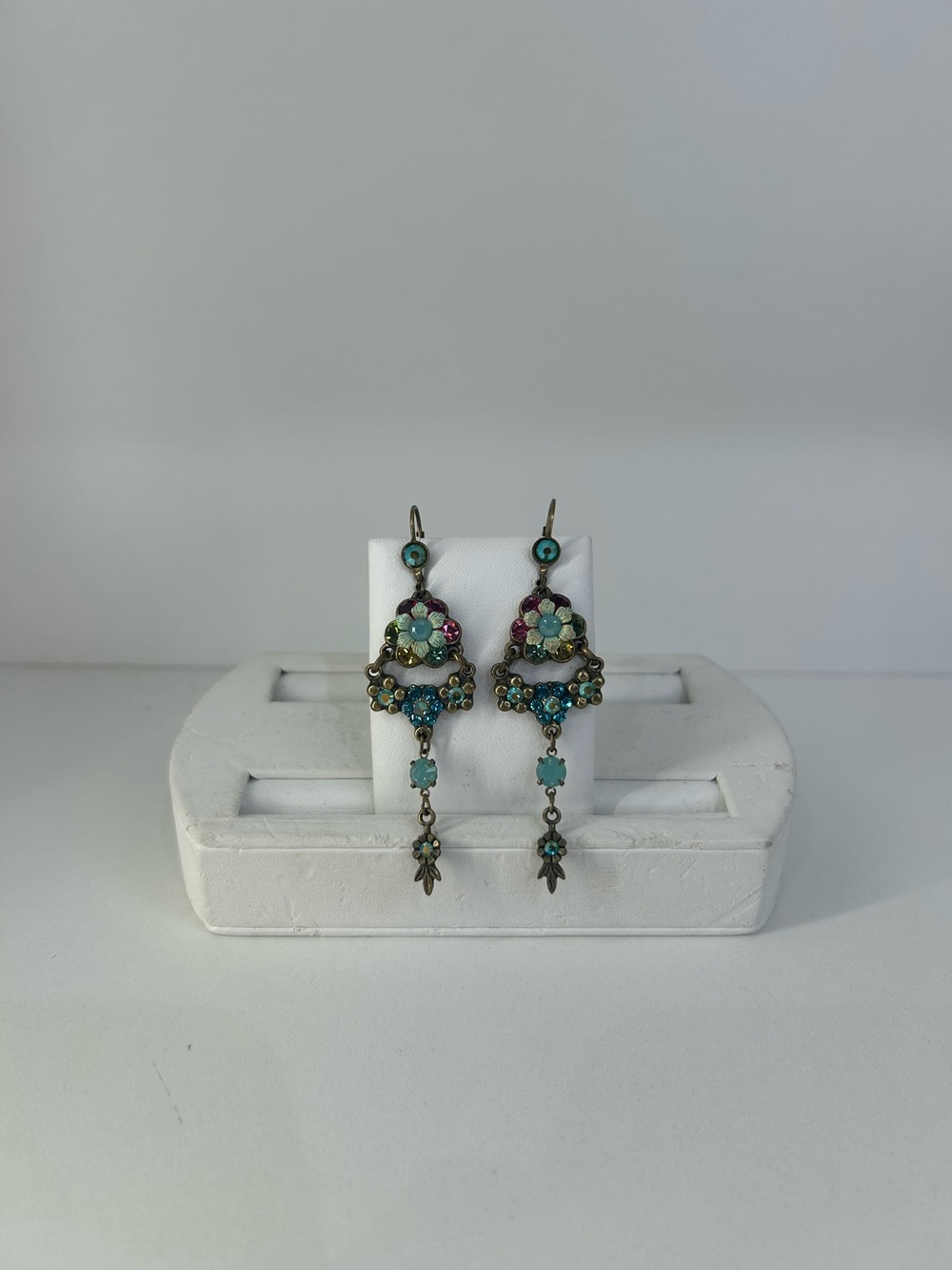 Michal Negrin Multi Color Flower Dangle Earrings